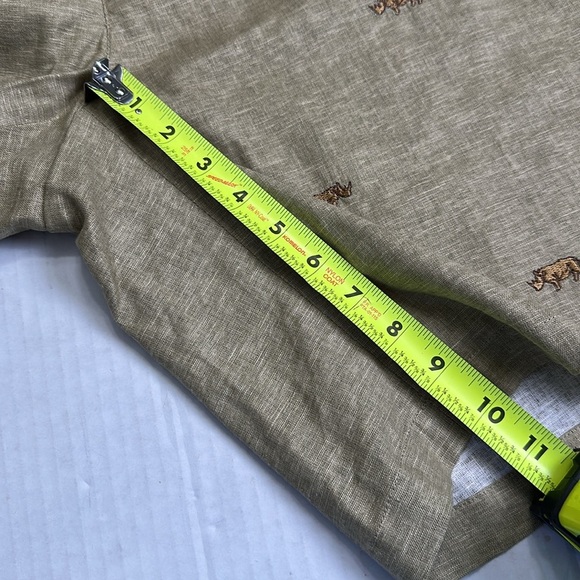 J. McLaughlin Oliver Linen Blend Shorts Men’s 40 Khaki Rhino Embroidered NWT - Picture 10 of 11